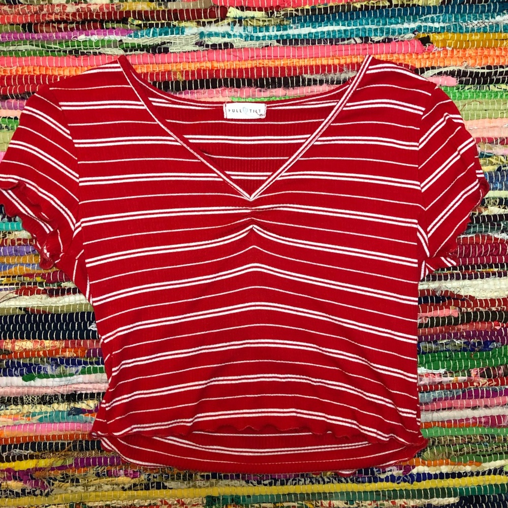Red striped crop top